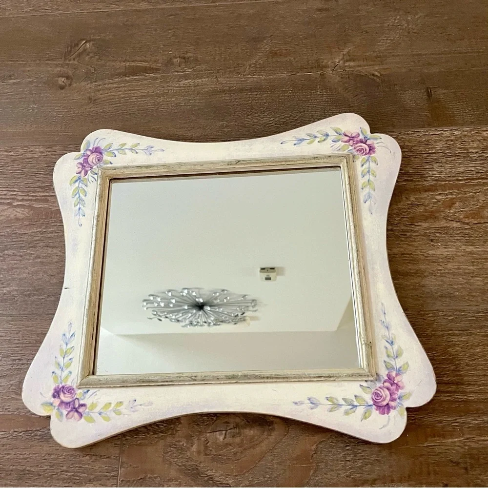Floral Cream and Purple Wall Mirror